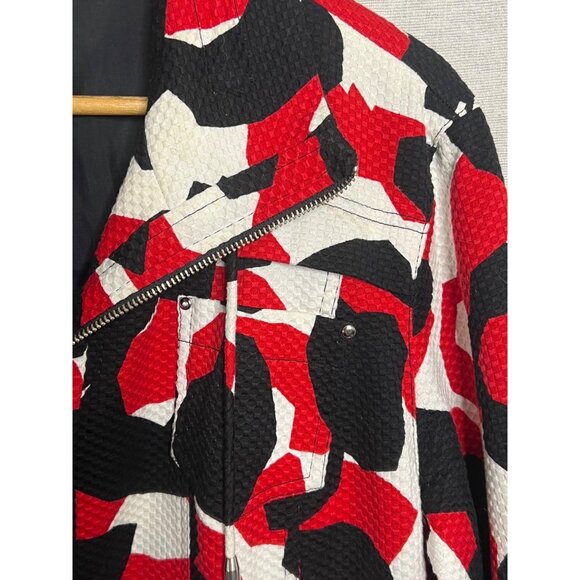 Chicos Victory Red Black White Abstract Jacket Size 3/XL Cotton Blend Boho flaw - Picture 6 of 16